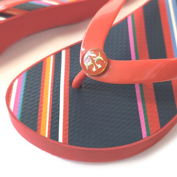 TORY BURCH 9 Cutout Wedge Coral Flip Flops Sandal Shoes - Picture 6 of 9